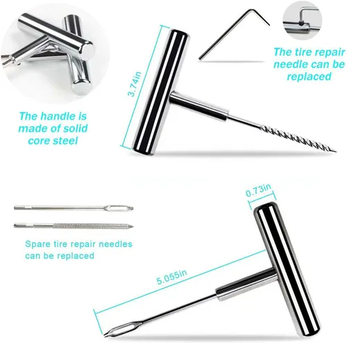 Vista 3 de TILIBOTE Kit de reparación de neumáticos, kit de tapones para neumáticos de servicio pesado de 46 piezas, con kit de parches universales