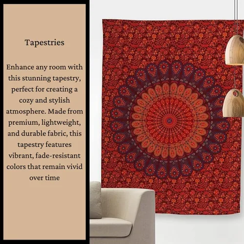Vista 7 de Bless International - Tapiz hippie indio gitano bohemio psicodélico de algodón mandala colgante en la pared multicolor mandala grande tapiz hippie