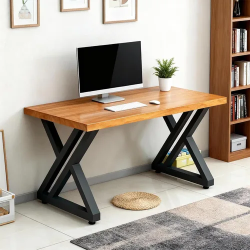 Vista 7 de Patas de mesa de metal con forma triangular de 28 pulgadas de alto, patas de escritorio modernas de hierro fundido soldado, proyecto de bricolaje