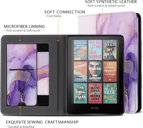 Vista 319 de CoBak Funda inteligente para Kindle Paperwhite de 6.8" de 11ª generación 2021 con función de encendido automático, ligera, delgada, de piel **Salvia