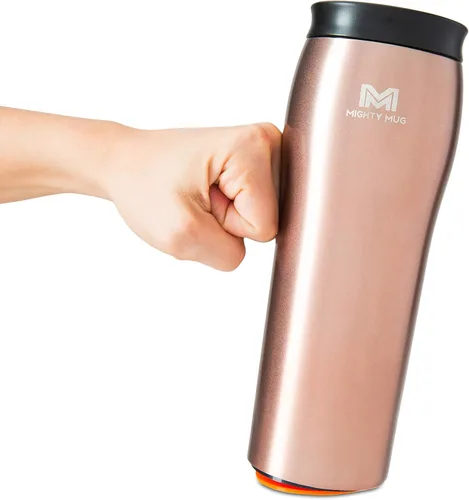 Mighty Mug | La Taza que no se Vierte | Agarre cuando se Golpea, Se Levanta para Sorber | Vaso Termo de Acero Inoxidable Aislado | Amigo del Oro rosa