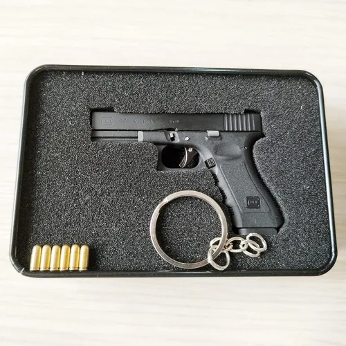 Vista 6 de Mini Gun Keychain Accessories, Pistol Shape Key Chain, Tactical Tiny Keychain Guns Shape Model Gift, Cool Keychains for Men