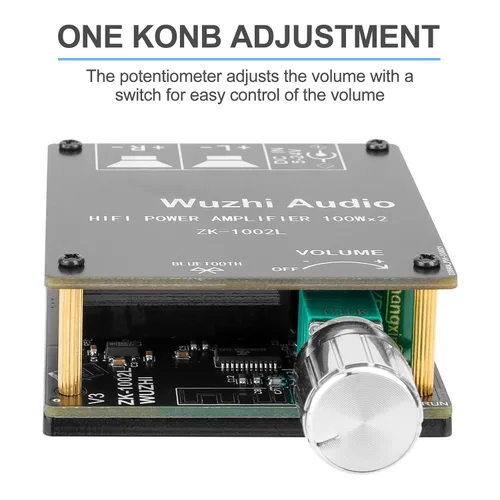 Vista 3 de Placa de amplificador mini amplificador Bluetooth 2.0 2X100W 5V-24V módulo amplificador de potencia de audio para tienda altavoces de cine en casa