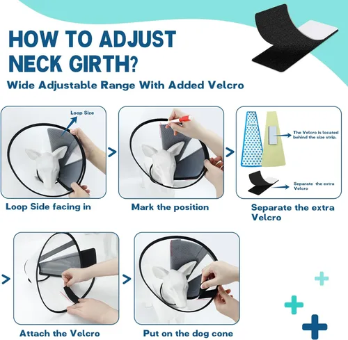 Vista 2 de Supet - Collar de cono para perro ajustable después de la cirugía, collar de recuperación para mascotas cómodo y cono para perros grandes, medianos