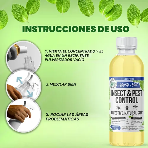 Vista 2 de Mighty Mint Concentrado repelente de insectos de aceite de menta – Control natural de insectos en interiores y exteriores para arañas, hormigas