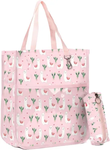 Kids Cute Tote Bags for Boys Girls Ages 4-16,Handbags with Pencil Case, Book Tote Bags with Zipper for School and Playtime (alpaca)