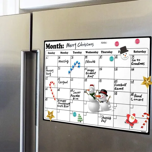 Volcanics Calendario de nevera magnética pizarra blanca de borrado en seco para planificadores de refrigerador, 11.5 x 14.7 pulgadas