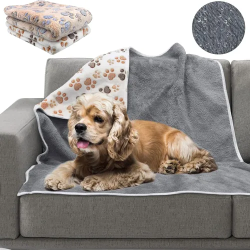 Vista 19 de YUEPET Mantas impermeables para perros, paquete de 2 mantas lavables para perros para cama, sofá, protector de vellón de franela para cachorros