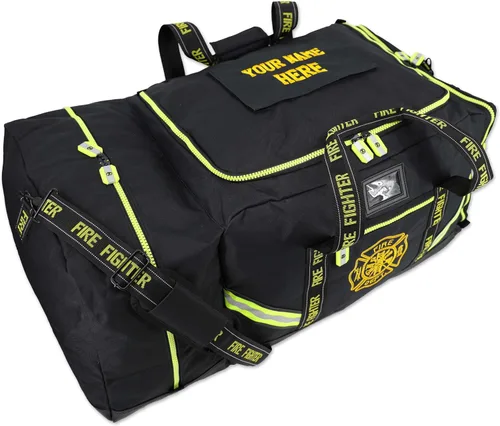 Lightning X - Bolsa personalizable para equipo de bomberos con nombre bordado, 3XL, color negro