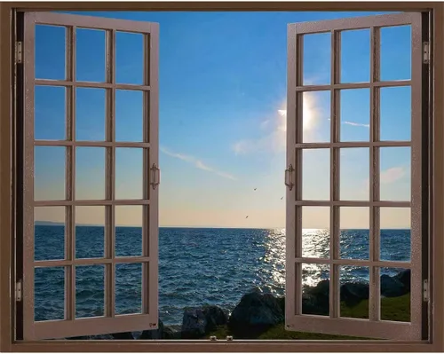 Vista 38 de Pegatinas con vista al mar y al cielo para pared de cuarto, efecto 3D para ventana, estilo bohemio, decoración de pared, aula (ancho) 31.5 pulgadas