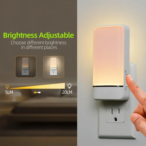 Vista 4 de Dawnrise Luces nocturnas enchufables a la pared, luz nocturna con sensor de movimiento invisible, blanco cálido o frío suave, seleccionable, brillo