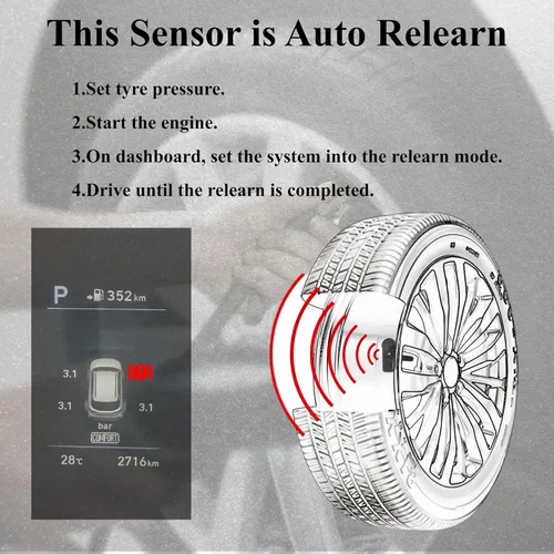 Vista 3 de TPMS Sensor de sistema de monitoreo de presión de neumáticos 433MHz – Reemplaza 56029398AB 56029398AA 68241067AA – Compatible con Chrysler 300