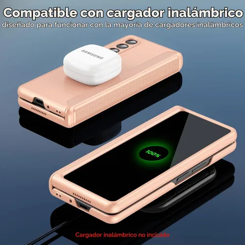 Vista 8 de MAKAVO Funda delgada para Samsung Galaxy Z Fold 3 con cobertura de bisagra, protector de pantalla, mate duro a prueba de golpes, protección de Negro
