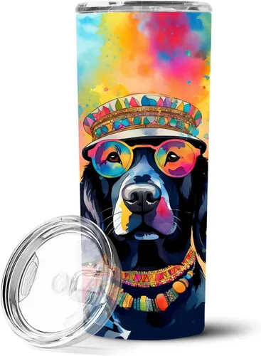 Vista 89 de Caroline's Treasures Siberian Husky Hippie Dawg - Vaso delgado de acero inoxidable al vacío de doble pared reutilizable, vaso aislado para café