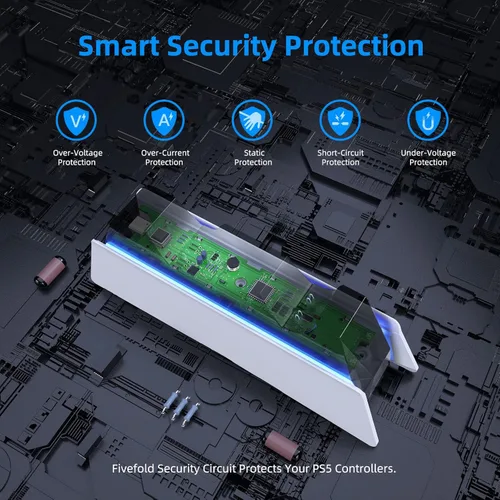 Vista 7 de Estación de carga de controlador PS5 con base de carga rápida dual PS5 cargador para Playstation 5 Dualsense Wireless Controller Accessories - LED