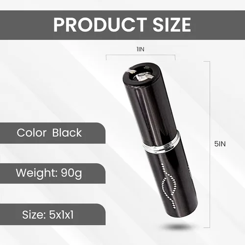 Vista 4 de Pistola aturdidora de lápiz labial para mujer, protección personal compacta y recargable, salida de energía de 1.2 µC con linterna LED, pistola