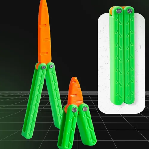 Vista 5 de ZABEES Cuchillo de zanahoria cuchillo de mariposa juguete de descompresión Cuchillo de mariposa Accesorio de práctica (Grande)
