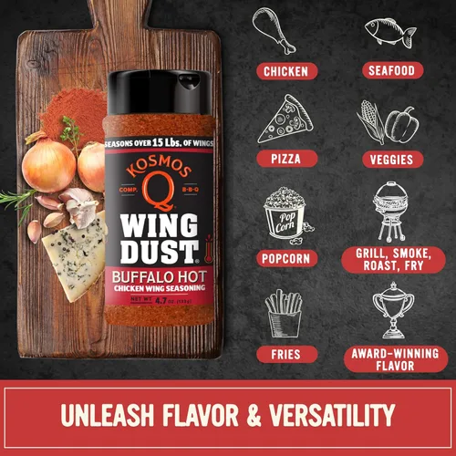 Vista 4 de Condimentos para alitas de pollo –paquete variado (cada bolsa condimentará 10-15 libras de alas)–Libre de gluten y GMS