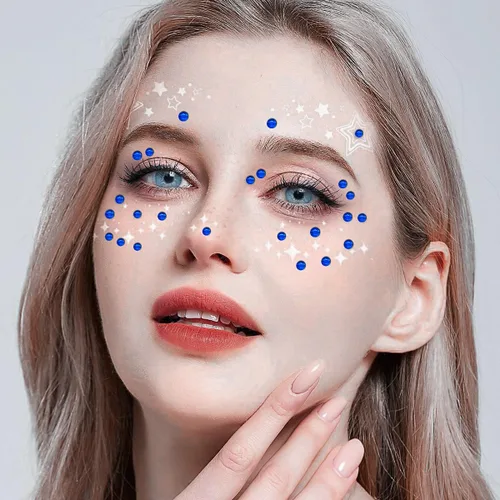 Vista 5 de 3090 calcomanías autoadhesivas de diamantes de imitación azul oscuro, joyas para el cabello, joyas para el rostro, gemas para los dientes, gemas