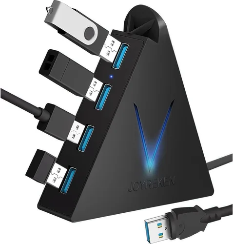 Vista 12 de FlyingVHUB Hub USB 3.0 de 4 puertos, concentrador USB vertical de datos con cable extendido de 2 pies, para Mac, PC, Xbox One, PS4, PS5, iMac