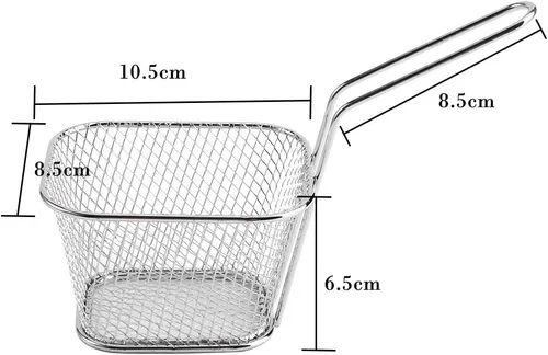 Vista 2 de 8 cestas cuadradas para freír, cesta de acero inoxidable para freidora profunda con mango de alambre, 4.1 x 3.3 x 2.6 pulgadas, cestas para servir