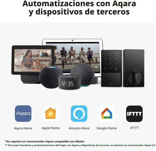 Vista 3 de Aqara Cerradura inteligente U50, cerradura de puerta de entrada sin llave con llave Apple Home, bloqueo de cerrojo Bluetooth, control remoto