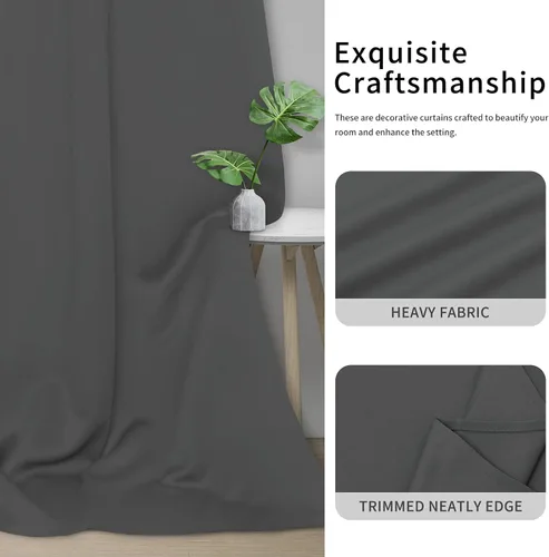 Vista 187 de Easy-Going - Cortinas opacas para dormitorio, aislamiento térmico sólido con ojales, cortinas de ventana para reducción de ruido, cortinas