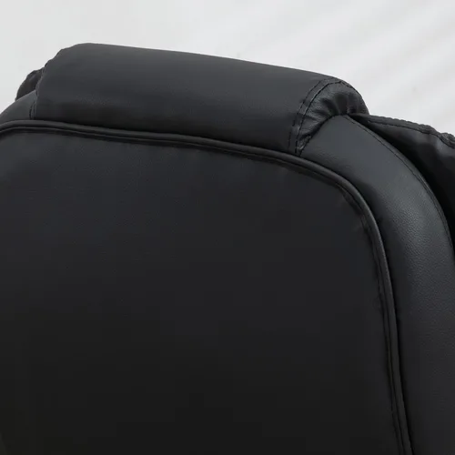 Vista 9 de HOMCOM, silla de oficina ejecutiva, ergonómica, piel sintética, con calor, masaje vibratorio., Madera, Negro