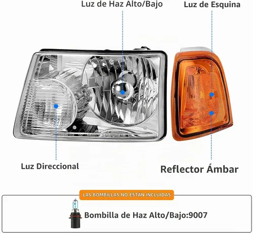 Vista 3 de DWVO Conjunto de faros delanteros compatible con Ford Explorer 06-10 2006-2010 2006-2010, par de repuesto para el lado del conductor y del pasajero
