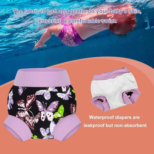 Vista 108 de BIG ELEPHANT Pañales de natación para bebé, 3 piezas, reutilizables, ajustables, lavables, impermeables, para niños y niñas, de 6 meses a 5 años
