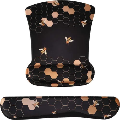 Vista 13 de iCasso Alfombrilla para mouse y reposamuñecas para teclado, reposamuñecas para teclado de computadora, hecha de espuma viscoelástica con soporte