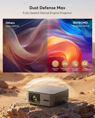 Vista 5 de Proyector de decodificación 4K para exteriores compatible con Netflix [2000 ANSI/AI Auto Focus] Proyector de película inteligente con WiFi