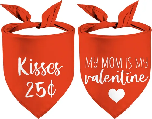 Vista 13 de XOXO - Pañuelos para perros para el día de San Valentín, diseño de corazón rojo para perros, paquete de 2 unidades (02)