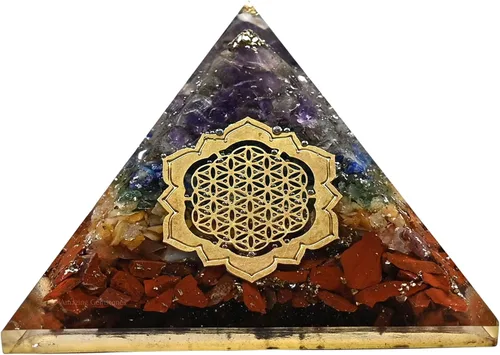 Vista 11 de Amazing Gemstone Pirámide de orgón grande Cristal natural de pirámide de chakra Pirámide de orgonita de metatrón de chakras Pirámides