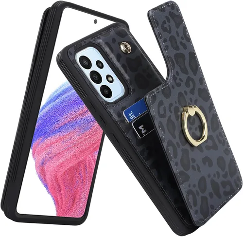 Vista 27 de Lipvina Funda para Samsung Galaxy A03s con tarjetero, Galaxy A03s para mujer, tarjetero de crédito, soporte con anillo, bonita funda para teléfono