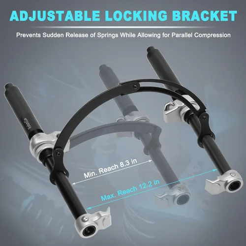 Vista 6 de ReluxGo Herramienta de compresor de resorte helicoidal automotriz, 2 piezas, juego de compresor de resorte Macpherson de alta resistencia
