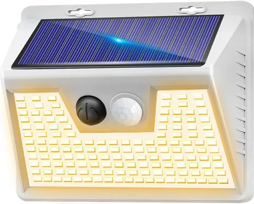 Vista 21 de Luces solares para exteriores, paquete de 1 unidad, 140 LED/3 modos de sensor de movimiento, luces para exteriores, alimentadas por energía solar