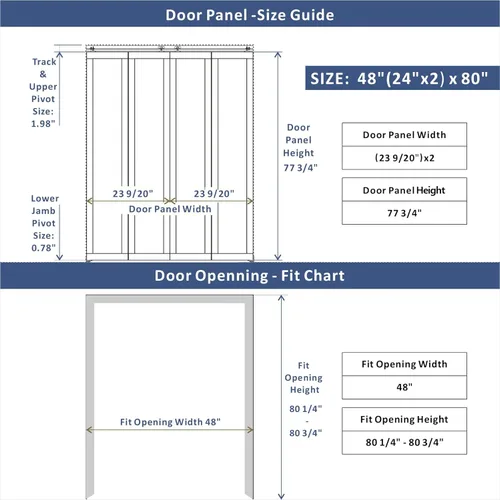 Vista 3 de BARNER HOME Puerta plegable, puerta de armario de cristal transparente de 3 lites, para apertura de 48 x 80 pulgadas, puertas plegables con kits