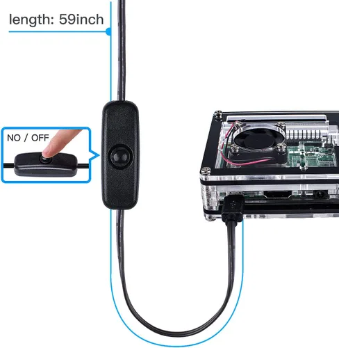 Vista 3 de Miuzei Funda Raspberry Pi 3 B+ con ventilador de refrigeración Pi 3B con 3 disipadores de calor 5V 3A fuente de alimentación para Raspberry Pi 3 B+