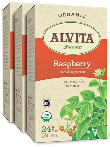 Alvita Té de hierbas de frambuesa roja orgánica, fabricado con hojas de frambuesa roja orgánica de alta calidad, y un suave aroma a hierbas y sabor