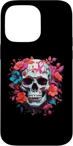 Vista 21 de Breast Cancer Skull Shirt For Women Sugar Skull Pink Ribbon Case for iPhone 16