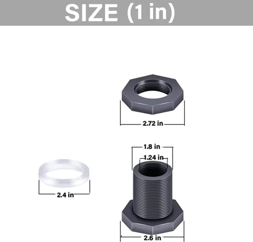 Vista 2 de 2 piezas de montaje de mamparo de PVC de 1 pulgada/1.5 pulgadas, conector de tubo de plástico para barril de lluvia, acuario, mamparo, mamparo