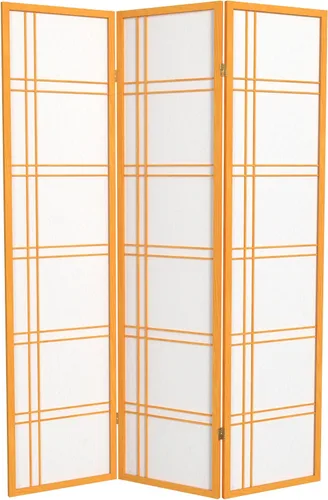 Vista 16 de Red Lantern Pantalla Shoji de doble cruz de 6 pies de alto, miel - 4 paneles