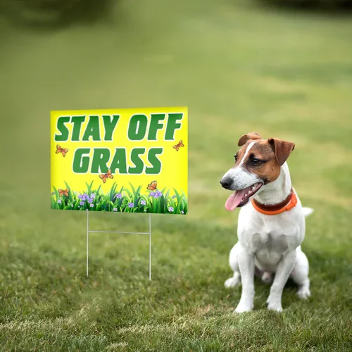 Vista 6 de 2 carteles de "Stay Off Grass para patio, 8x12 DS Coroplast Keep Off Grass Sign, Curb Your Dog Signs for Lawn