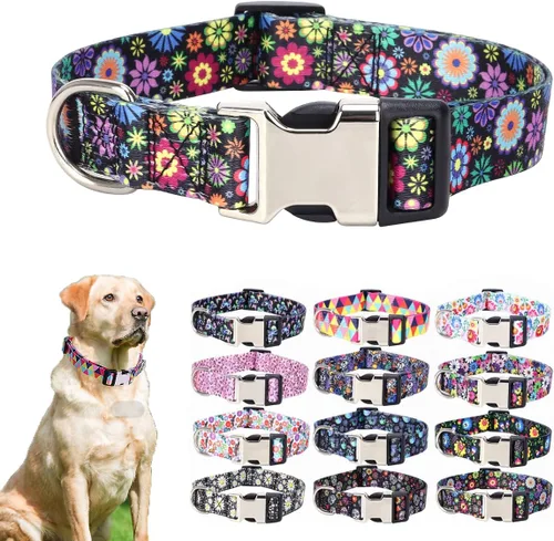 Vista 36 de Lindo collar para perros XS, pequeños, medianos y grandes, collar de nailon suave para mascotas, estampado 3D, con patrones multicolores, collares