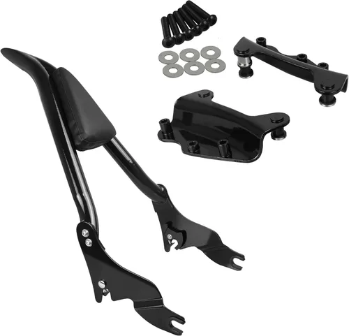 Vista 8 de Respaldo de pasajero Sissy Bar compatible con Harley Davidson Touring 97-08 de liberación rápida, respaldo de pasajero compatible con Road King