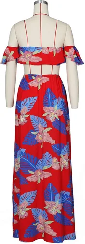 Vista 5 de Aro Lora Vestido largo sexy de dos piezas con estampado floral y abertura lateral para mujer