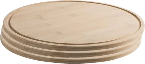Hammont Tabla de cortar redonda, hecha de madera de bambú con ranuras para jugos, ideal para embutidos, tabla de cortar carne, 12 pulgadas (paquete