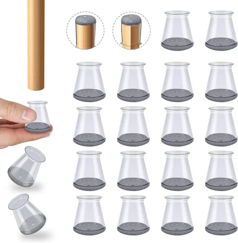 Vista 20 de 16 protectores de patas de silla para suelos de madera dura, almohadilla de fieltro de silicona para patas de muebles para proteger suelos