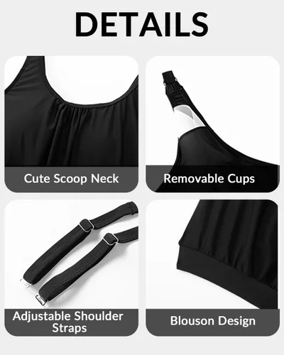 Vista 5 de Yonique Blusa tipo tankini para mujer, sin parte inferior, ajuste holgado, camiseta sin mangas